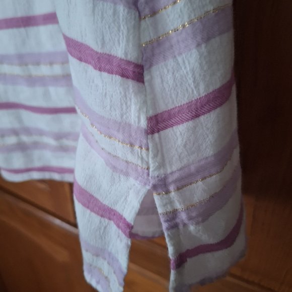 Lane Bryant Striped Smocked Off the Shoulder Top Size-10/12 - Picture 7 of 11